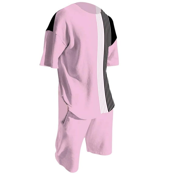 Men Outfits Short Sleeve Tops Sports Trendy Running Casual Shorts Printed Beach Streetwear Outwear Exercise Male Spring Summer 2pcs Clothes Set