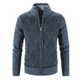 thumbnail image 1 of Men Outwear Lightweight Coat Men'S Wool Blend Coat Winter Sweater Long Sleeve Plus Velvet Turtleneck Thick Diamond Block Check Sweater Fashion Cardigan Streetwear Jacket, 1 of 8