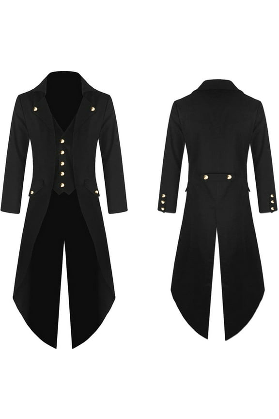 Men Overcoat Vintage Coat Men'S Jacket Vintage Punk Gothic Retro Dress Fashion Long Windbreaker Streetwear Coat