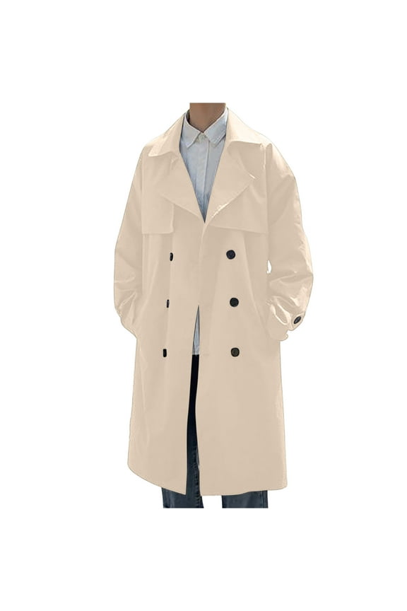Men Overcoats Winter Full Length Winter Fashion Long Trench Coat Easy Color Warm Lapel Coat Business Casual Coat