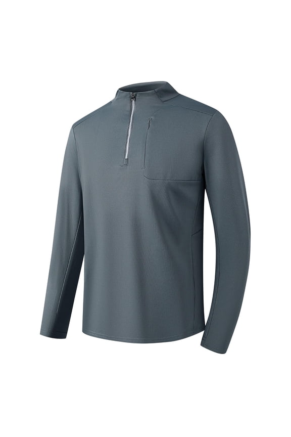 Men Overd Tops Solid Zipper Round Neck Long Sleeve Bottoming T Shirt Office Work Business Henley Shirts Classic Fall Winter Tees Casual Loose Gym Workout Sport Pullover Blouses M-5XL