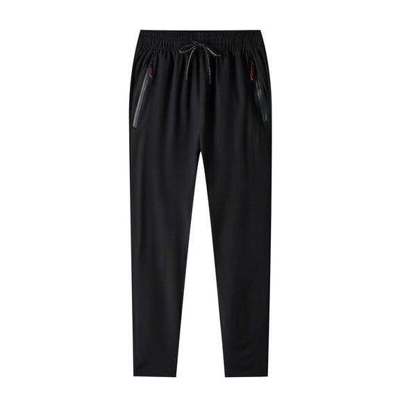 Men Oversize Sweatpants Drawstring Waist Zipper Pockets Exercise Pants Solid Color Tapered Trousers