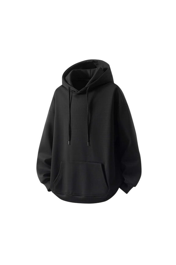 Men Oversized Hoodie Sweatshirt Loose Fitting Fashion Pullover Tops Loungewear Casual Long Sleeve Hooded Sweatshirt with Pockets Black M