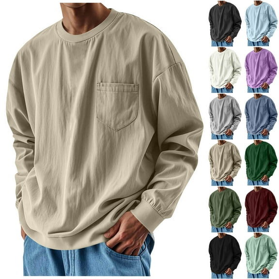 Men Oversized Sweatshirt Long Sleeve Loose Crewneck Pullover Shirts Casual Basic T-shirts Spring Fall Outfits