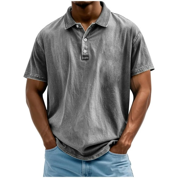 Men Oversized T Shirts Acid Washed Unisex Tee Loose Fit Short Sleeve Casual Streetwear Baggy Basic Tops with Button Up S-5XL