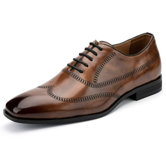 Men Oxfords Shoes Casual Dress Shoes Fashion lace up Casual Shoes, Brown-12, 12 US