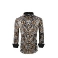 thumbnail image 1 of Men PREMIERE Long Sleeve Button Down Dress Shirt Black Brown Cheetah, 1 of 3