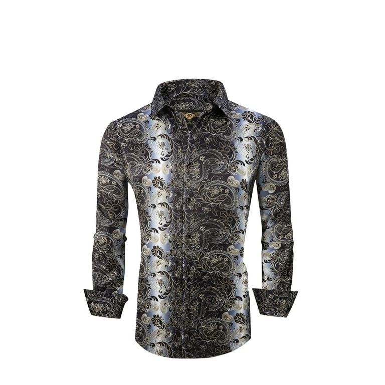 black and gold paisley shirt