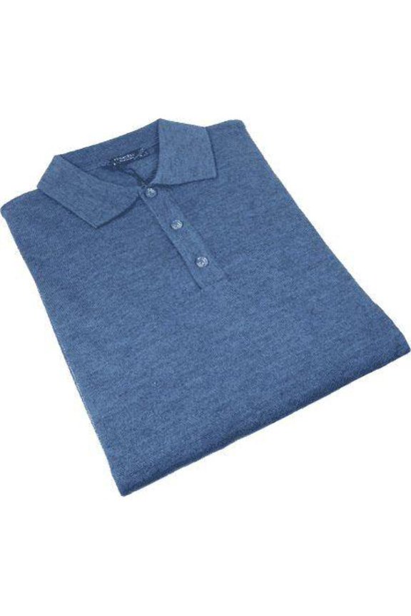 Men PRINCELY Soft Merinos Wool Sweater Knits Lightweight Polo 1011-40 Denim Blue