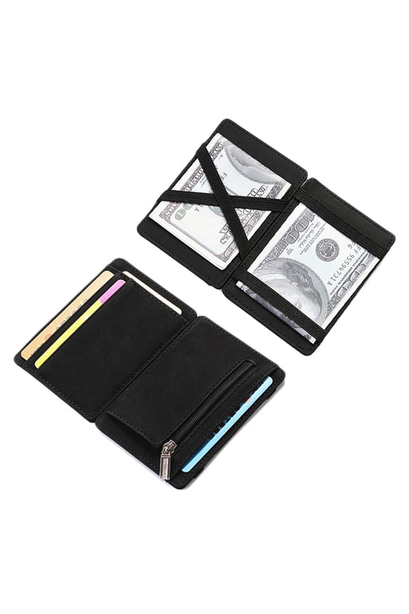 Men PU Elastic Band Slim Wallet Business Credit Card Holder Bank Card Case Purse