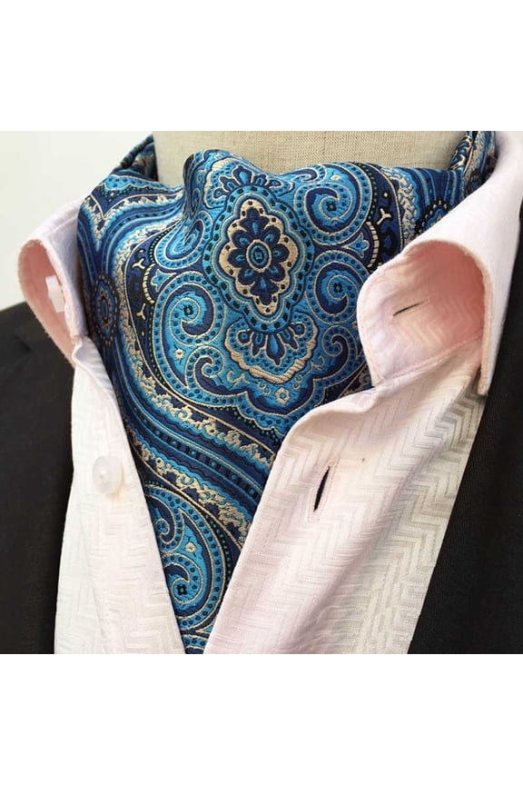 Men Paisley Floral Checks Scarves Cravat Ascot Ties Wedding Colorful Necktie
