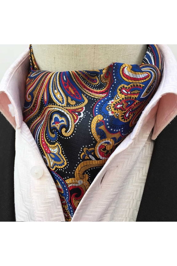 Men Paisley Floral Checks Scarves Cravat Ascot Ties Wedding Colorful Necktie