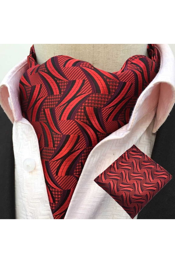 Men Paisley Flowers Cravat Ascot Necktie Hanky Pocket Square Wedding Party Set