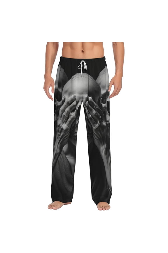 Men Pajama Pants Casual Lightweight Lounge Sleep Bottoms, Death Skulls Gothic Skull
