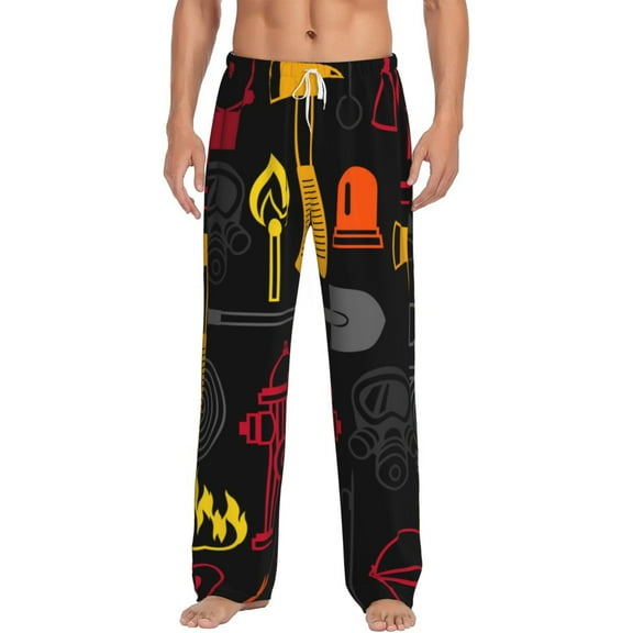 Men Pajama Pants Casual Lightweight Lounge Sleep Bottoms, Firefighting Items Fire Firefighter Fighter