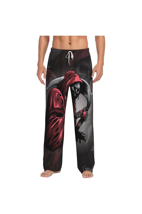 Men Pajama Pants Casual Lightweight Lounge Sleep Bottoms, Gothic Death Skull Grim Reaper
