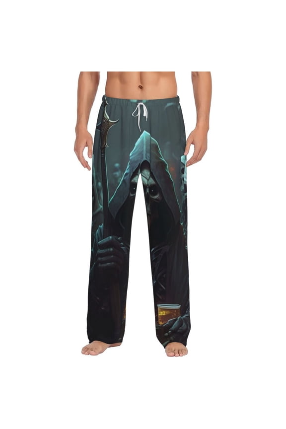 Men Pajama Pants Casual Lightweight Lounge Sleep Bottoms, Grim Reaper Party Skull Cool