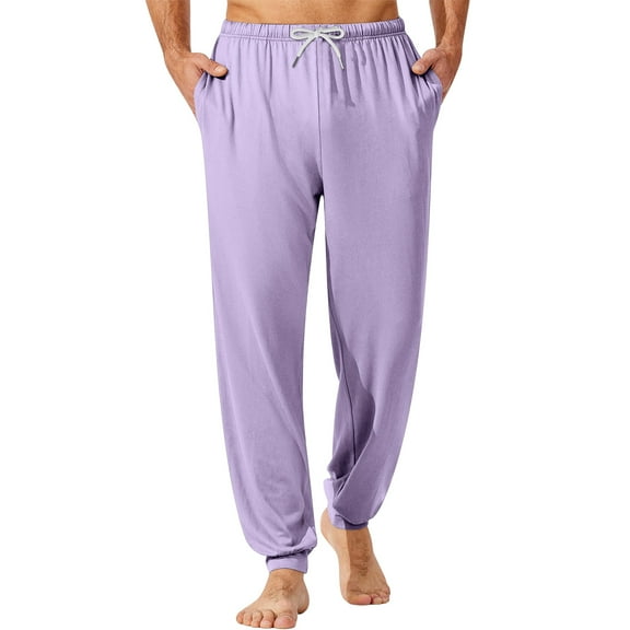 Men Pajama Pants Comfy Lounge Pants Sleep Pjs Bottoms Solid Jogger Trousers with Pockets Drawstring