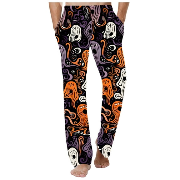Men Pajama Pants Ghost Men Halloween Pants Comfort Loose Casual Home Pajama Pants Pajamas Pants Purple XL