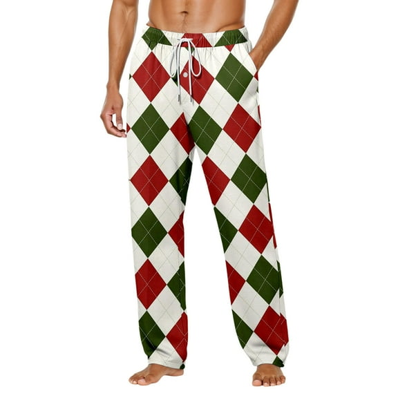 Men Pajama Pants Plaid Sleep Lounge Pj Bottoms Lightweight Sleep Pants with Pockets & Drawstring Soft Sleep Pants Fall Clothes (2-White, Small)