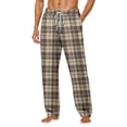 thumbnail image 1 of Men Pajama Pants Plaid Stretch Comfy Lounge Pants Drawstring Waist Sleep Bottoms with Pockets Halloween Christmas Loose Fit Pj Bottoms (5-Khaki, XX-Large), 1 of 6