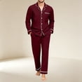 thumbnail image 1 of Men Pajama Set 2pcs Pjs Long Sleeve Button Down Sleepwear Soft Loungewear Set with Pockets, 1 of 6