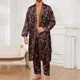 thumbnail image 1 of Men Pajama Set Man Printing Simulation-Silk Home Tie Robe Pants Pajama Sets Pjs for Men Set Men Pjs Sets on Sale Sleepwear for Men Lightweight Summer Pajamas, 1 of 7