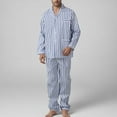 thumbnail image 1 of Men Pajama Sets Man Striped Pocket Button Patient Care Gown Long Sleeve Turndown Collar Pajama Sets Mens Loungewear Set Matching Pajama Set for Men Plus Size Pajamas for Men Set, 1 of 3
