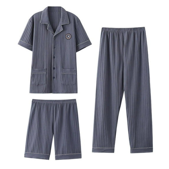 Men Pajama Sets Men's Sleepwear Long Pants+ Pajamas Five Piece Set Home Mens Loungewear Set Matching Pajama Set for Men Plus Size Pajamas for Men Set