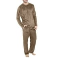 thumbnail image 1 of Men Pajamas Set Lightweight Flannel Soft Winter Warm Cozy Pjs Sleepwear Long Sleeve Pullover Lounge Pants Loungewear (Khaki, XXXL), 1 of 8