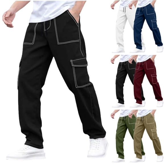 Lenago Pants for Men Spring/Summer Mens Work Pants Casual Daily Outdoor Beach Lightweight Breathable Pants Cargo Pants for Men