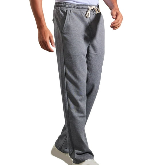 Men Pants Casual Fashion Solid Straight Leg Pants Drawstring Elastic Waist Pants Sweatpants for Men Dark Gray L