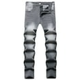 thumbnail image 1 of Pantalones Para Hombre, Mens Cargo Pants Casual Straight Ripped Hole Trousers Jeans Pants Full Length Pants, 1 of 7