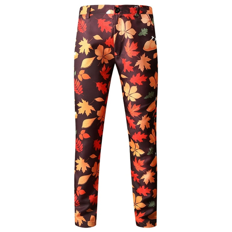 Men Pants Fashion Casual Workout Jogging Running Printing Maple