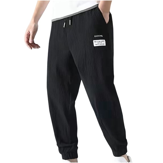 Men Pants Fashion Summer Casual Solid Classic Trousers Long Pants Sweatpants for Men Black M