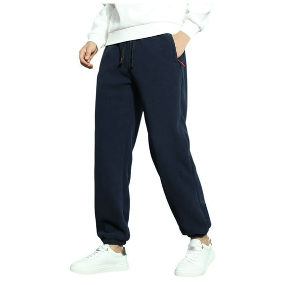 Men Pants Lined Straight Leg Pants Heavyweight Fall Winter Warm Trousers Mens Pants Casual