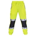 thumbnail image 1 of Men Pants High Visibility Reflective Sweatpants Cargo Joggers Slim Fit Workout Safety Rain Pants Green L, 1 of 4