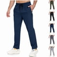 thumbnail image 1 of Men Pants Lightweight Quick Dry Hiking Sweatpants Casual Elastic Waist Straight Leg Workout Jogging Pants with Zippered Pockets Dark Blue XL, 1 of 6