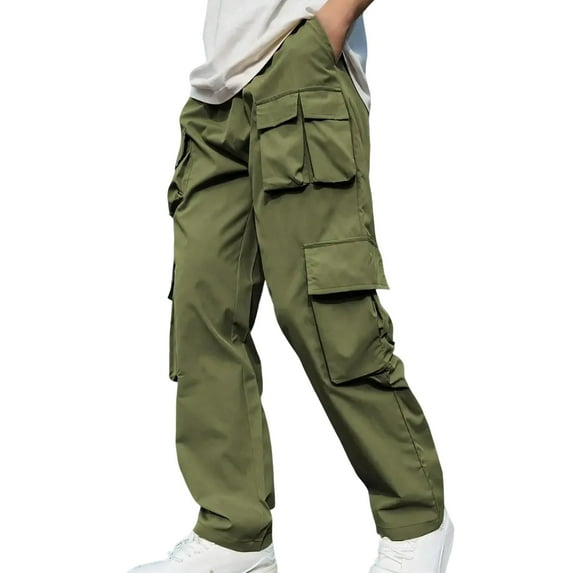 Men Pants, Men's Casual Cargo Pants Workout Joggers Stretch Sweatpants Hiking Drawstring Tactical Pants with Multi Pockets