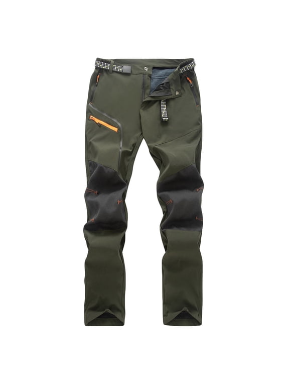 Men Pants, Mens Fleece Lined Hiking Pants Waterproof Outdoor Snow Ski Fishing Insulasted Softshell Winter Tactical Pant with Pocket