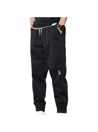 Men's Casual Cotton Sweatpants Ankle-Length Elastic Waist Loose Fit Lounge  Pants Trendy Solid Color Sports Pants