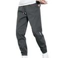 thumbnail image 1 of Men Pants Solid Color Elastic Waist Drawstring Ankle-banded Cargo Pants for Daily Wear, 1 of 7
