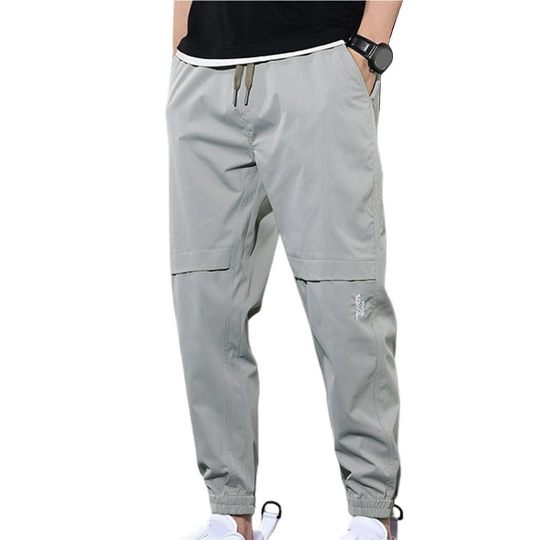 Mens cargo pants with top drawstring ankle