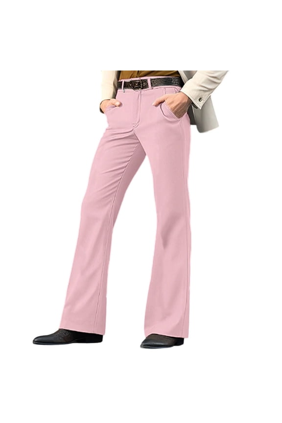 Men Pants Under 10 70s Disco Pants for Men, Mens Bell Bottom Dress Pants Stylish Dancing Stage Performance Flat Front Stretch Trousers
