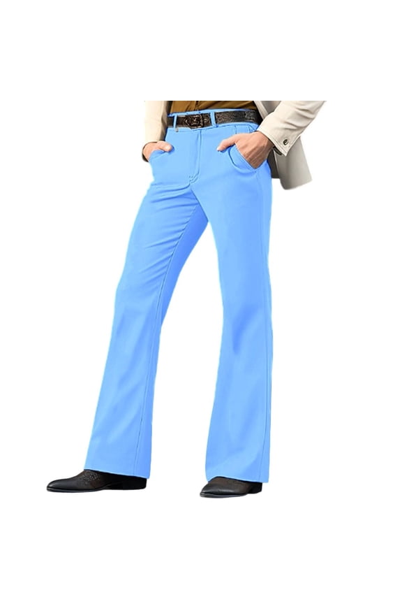 Men Pants Under 10 70s Disco Pants for Men, Mens Bell Bottom Dress Pants Stylish Dancing Stage Performance Flat Front Stretch Trousers