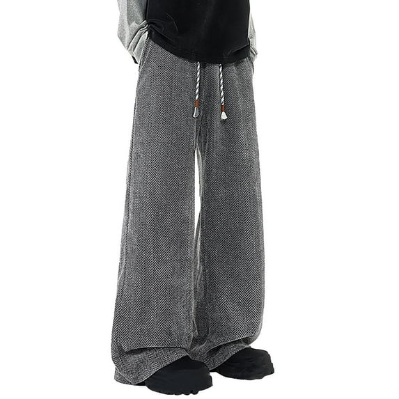 Men Pants Under 10 Casual Long Pants for Men Fashion Texture Straight Elastic Waist Palazzo Wide Leg Loose Fit Trousers Streetwear Outdoor