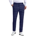 thumbnail image 1 of Men Pants Under 10 Dollars Slacks for Men Straight Fit Checked Printed Comfy Golf Trousers Mens Business Casual Dressy Pants Regular Dark Blue M, 1 of 6