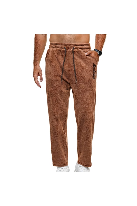 Men Pants Under 10 Men's Fleece Fuzzy Sweatpants Stretch Plush Furry Winter Warm Slacks Elastic Waist Drawstring Soft Cozy Pajama Pants