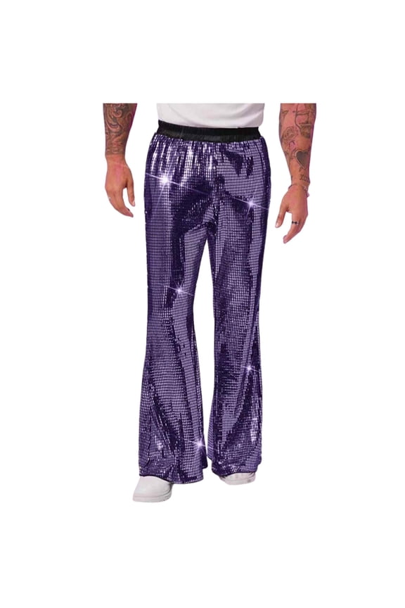 Men Pants Under 10 Mens Sequin Disco Pants Bell Bottom 60s 70s Vintage Sparkle Flare Pant Nightclub Party Dance Pants