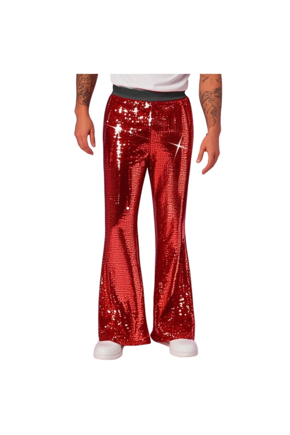 Men Pants Under 10 Mens Sequin Disco Pants Bell Bottom 60s 70s Vintage Sparkle Flare Pant Nightclub Party Dance Pants